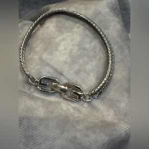 Givency vintage‎ Silver Plated  G Flat Bracelet